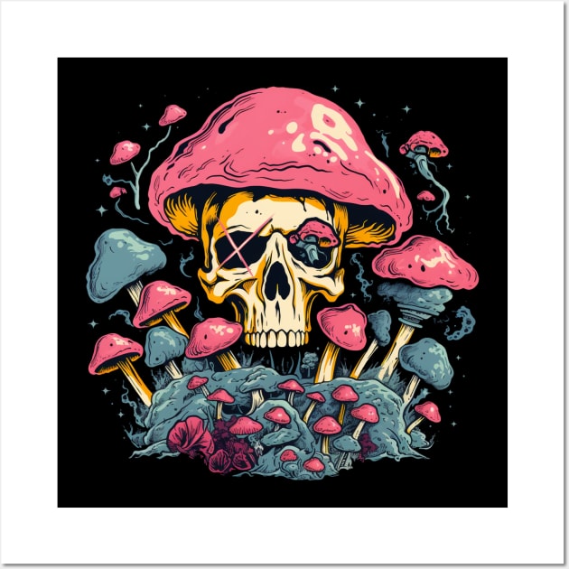 Mushroom Skull Nature Wall Art by TOKEBI